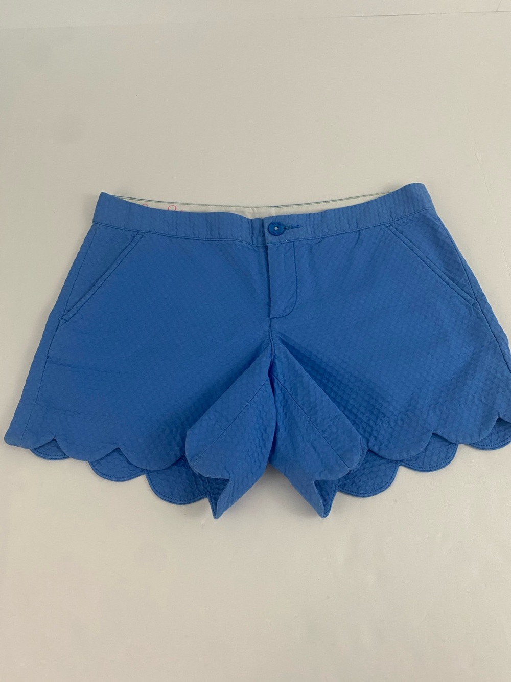 Lilly Pulitzer The Buttercup Scalloped Short Size 2 Blue 100% Cotton *flawed*